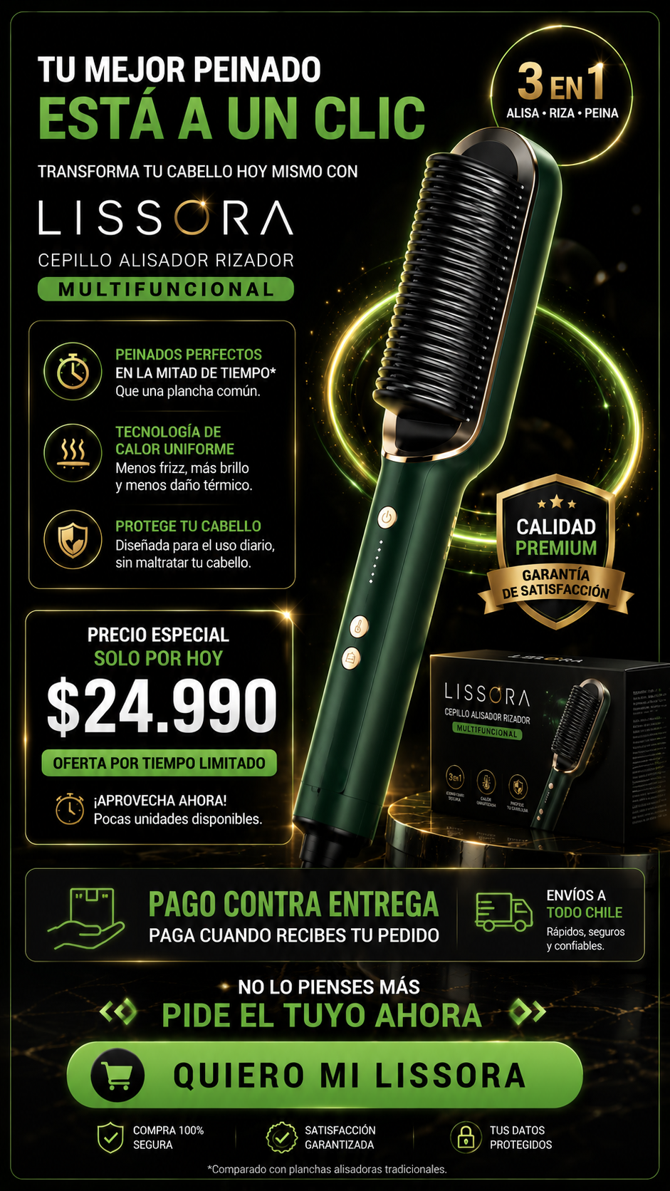 Lissora Pro - Cepillo Alisador Rizador Multifuncional
