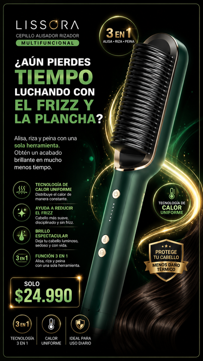 Lissora Pro - Cepillo Alisador Rizador Multifuncional